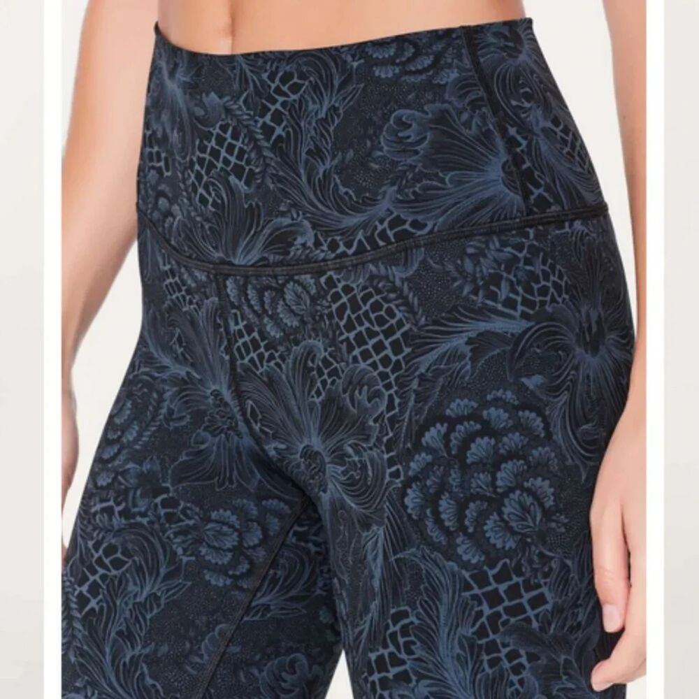 Lululemon Wunder Under HR Tight 25" Nouveau Mach Blue Black Sz 12 Luxtreme NWOT